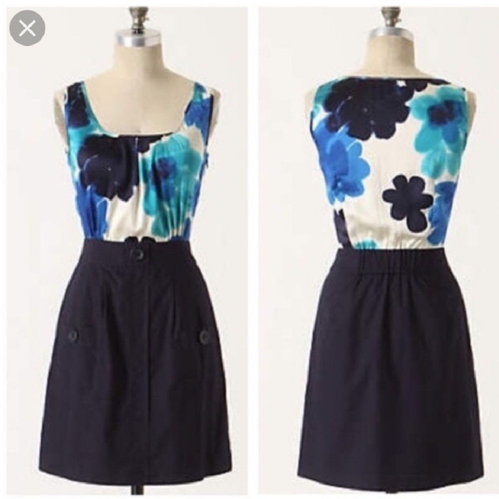 Anthro Tabitha Doubly Dapper Floral Silk Dress 0